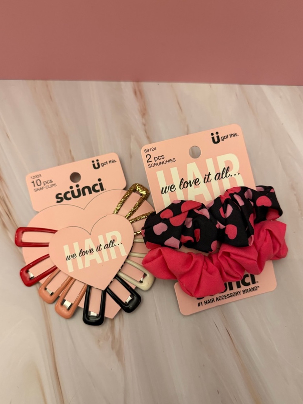 scünci Multicolor Heart Snap Clips & Scrunchies Set